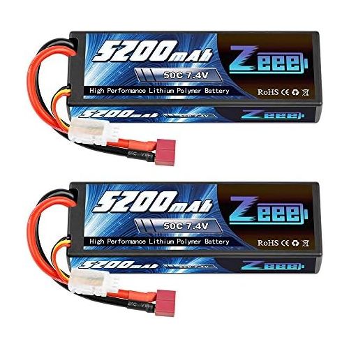  [아마존베스트]Zeee 2s Lipo Battery 7.4V 50C 5200mAh RC Lipo Batteries Hard Case with Deans Plug for 1/8 1/10 RC Vehicles Car,Trucks,Airplane,Boats(2Pack)