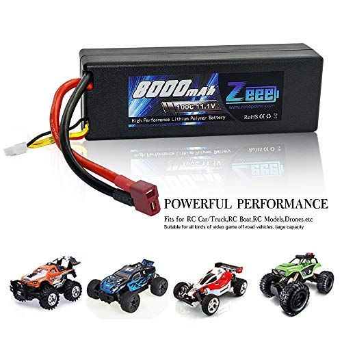  Zeee 8000mAh 11.1V 100C 3S RC Lipo Battery Pack with Deans T Plug for 1/8 1/10 RC Car Model Traxxas Slash Buggy Team Associated