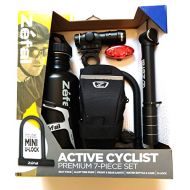 Zefal Active Cyclist Premium 7-Piece Set Seat Pack, Alloy Mini Pump, Front & Rear Lights, Water Bottle & Cage with Mini U-Lock