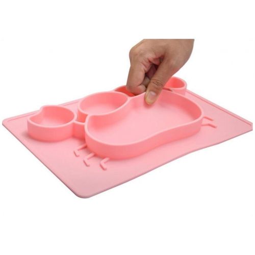  Zehaer Baby Placemat Silicone Crab Pattern Non-Slip Bowl Baby Plate Feeding Plate Tableware Dish for Feeding Placemat(Pink) Toddler Children