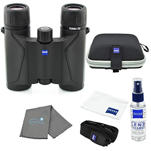  Zeiss 8x25 Terra ED Compact Pocket Binocular Black Bundle with Zeiss Lens Care Kit and Lumtrail Cleaning Cloth