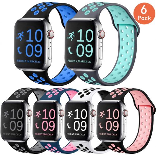  [아마존베스트]Zekapu Compatible with Apple Watch Band 40mm 44mm 42mm 38mm, Breathable Silicone Sport Replacement Wrist Band Compatible for iWatch/Apple Watch Series 4/3/2/1