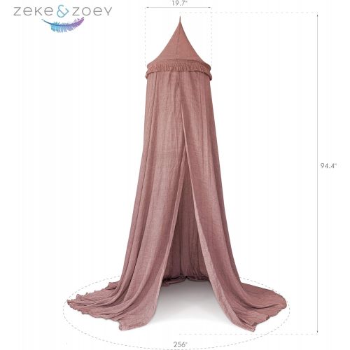  [아마존베스트]Zeke and Zoey Hanging Dusty Dirty Pink Princess Canopy for Girls Bed with Tassels - Hideaway Tent for Kids Rooms or Cribs. Nursery Decoration - Slightly Sheer Drapes for Child, Pla