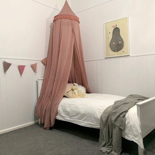  [아마존베스트]Zeke and Zoey Hanging Dusty Dirty Pink Princess Canopy for Girls Bed with Tassels - Hideaway Tent for Kids Rooms or Cribs. Nursery Decoration - Slightly Sheer Drapes for Child, Pla