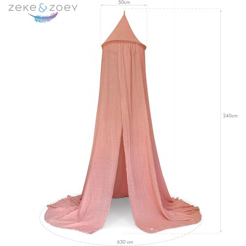  [아마존베스트]Zeke and Zoey Hanging Pink Princess Bed Canopy for Girls Bed - Hideaway Tent for Kids Rooms or Cribs. Nursery Decoration - Pink, Sheer, Long, Flowing Drapes for Child, Play, Sleep