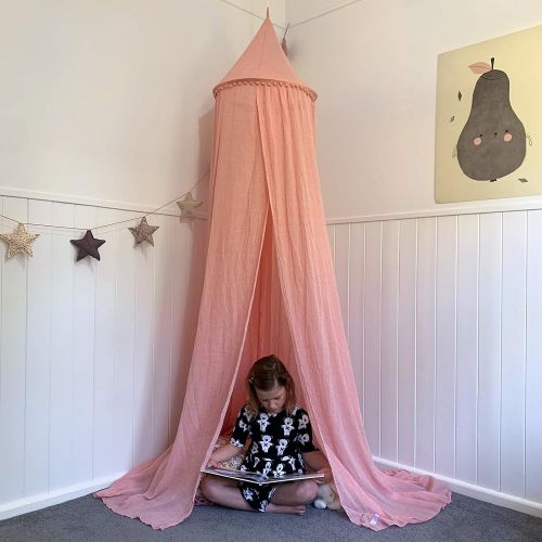  [아마존베스트]Zeke and Zoey Hanging Pink Princess Bed Canopy for Girls Bed - Hideaway Tent for Kids Rooms or Cribs. Nursery Decoration - Pink, Sheer, Long, Flowing Drapes for Child, Play, Sleep