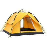 Zelt LCSHAN Outdoor 3-4 Personen Vollautomatische Verdickung Anti-Sturm Doppel Camping (Color : Orange)