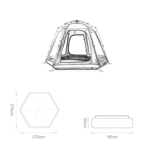  Zelt LCSHAN Im Freien automatisches 3-5 Personen, die regendicht verdickte sechseckige Doppelschicht kampieren (Farbe : Blau)