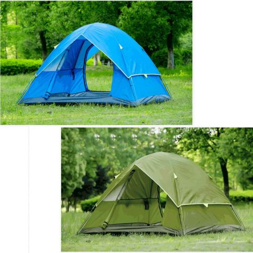  Zelt LCSHAN 3-4 Personen Strandzelt Outdoor Doppeldecker Camping Regendicht Familienausflug (Farbe : Blau)