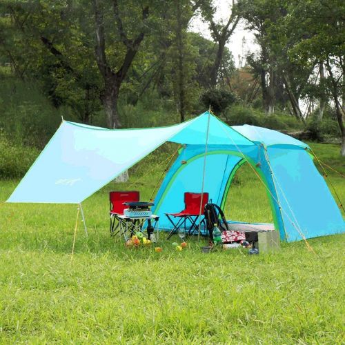 Zelt LCSHAN Outdoor 3-4 Personen Camping Rainproof Family Field Staubdichter UV-Schutz (Farbe : Blau)
