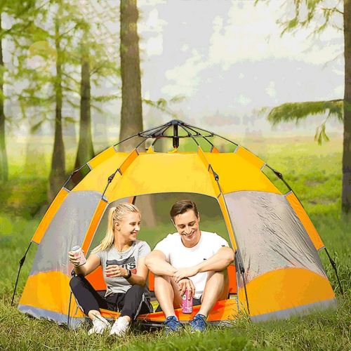  Zelt LCSHAN Regenfestes Outdoor 3-4 Personen Vollautomatisches Camping Starker UV-Schutz (Color : Orange)