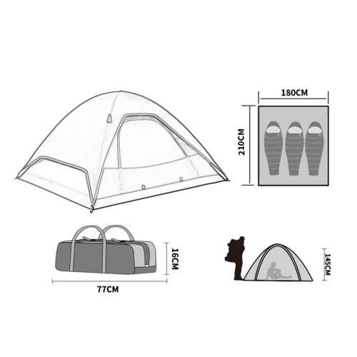  Zelt LCSHAN Freien 3-4 Personen Familie Camping Net Garn Lueftungsfeld wetterfest (Farbe : Gruen)