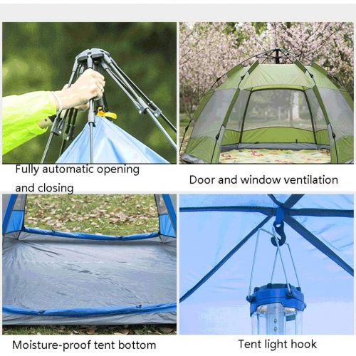  Zelt LCSHAN Outdoor 3-4 Personen Vollautomatische Verdickung Anti-Sturm Doppel Camping (Color : Green)