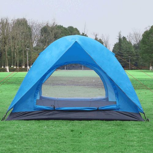  Zelt LCSHAN Regenfestes Mehrpersonen-Doppel 3-4 Personen Campingzubehoer UV-Schutz (Farbe : Blau)