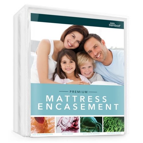  Zen Bamboo Mattress Encasement - Best Lab Tested Premium Waterproof, Hypoallergenic, Cool and Breathable Rayon Derived from Bamboo Mattress Encasement and Cover - King