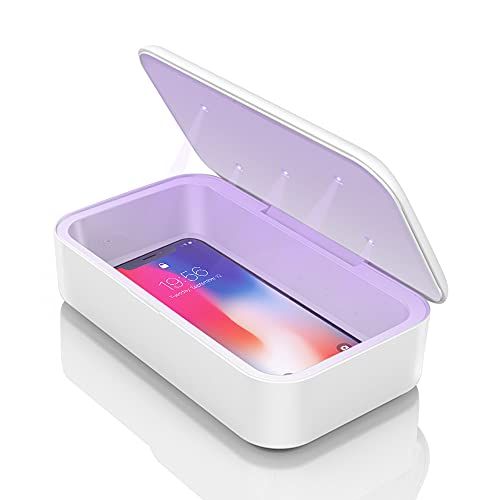  UV Light Sanitizer Box, ZenLyfe Portable UV Disinfection Box Cell Phone Cleaner with 10W QI Wireless Charger for Smartphone iPhone