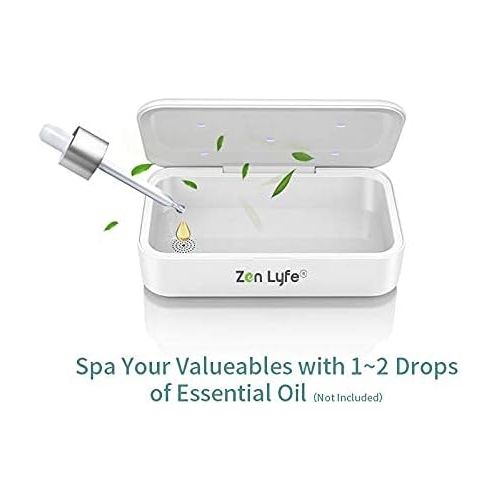  UV Light Sanitizer Box, ZenLyfe Portable UV Disinfection Box Cell Phone Cleaner with 10W QI Wireless Charger for Smartphone iPhone