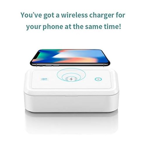  UV Light Sanitizer Box, ZenLyfe Portable UV Disinfection Box Cell Phone Cleaner with 10W QI Wireless Charger for Smartphone iPhone