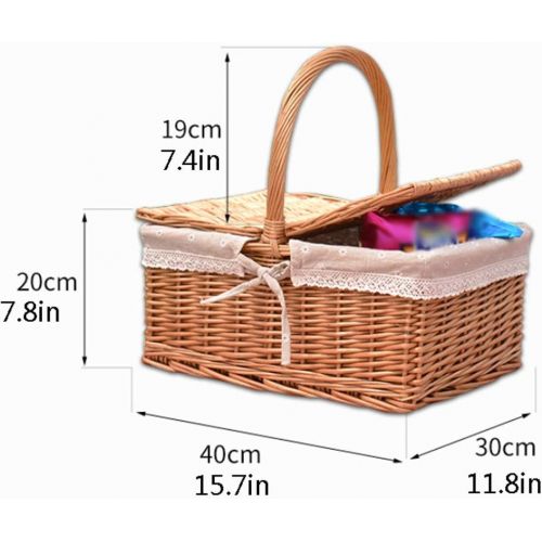  Zeng ling liang Shopping Basket/Market Basket Wicker Basket Picnic Basket Gift Basket Wicker Basket Large Storage Basket Wine Basket with Handle Collection Wedding Basket Portable