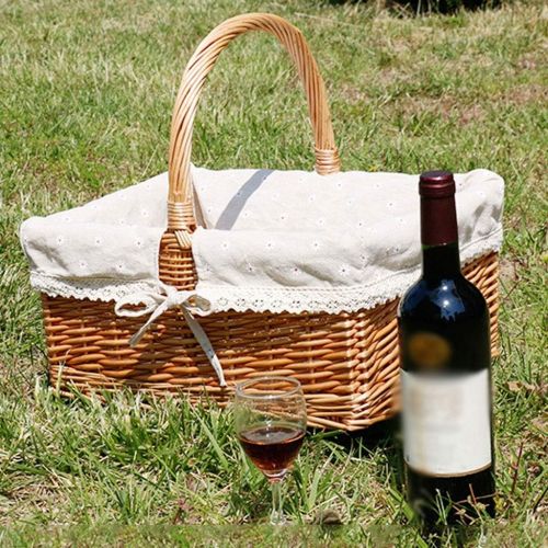  Zeng ling liang Shopping Basket/Market Basket Wicker Basket Picnic Basket Gift Basket Wicker Basket Large Storage Basket Wine Basket with Handle Collection Wedding Basket Portable