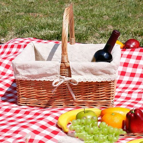  Zeng ling liang Shopping Basket/Market Basket Wicker Basket Picnic Basket Gift Basket Wicker Basket Large Storage Basket Wine Basket with Handle Collection Wedding Basket Portable