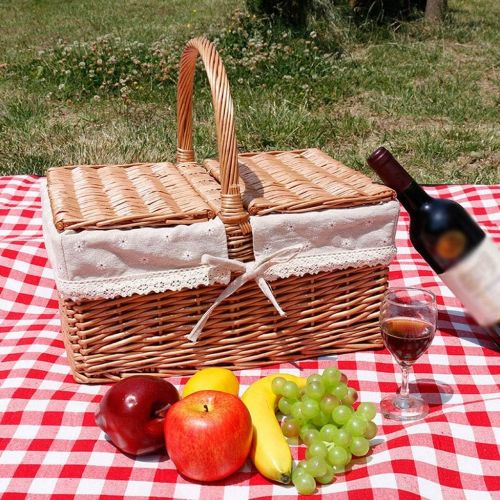  Zeng ling liang Shopping Basket/Market Basket Wicker Basket Picnic Basket Gift Basket Wicker Basket Large Storage Basket Wine Basket with Handle Collection Wedding Basket Portable