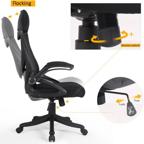  Zenith BERLMAN Ergonomic High Back with Adjustable Armrest Lumbar Support Headrest Swivel Task Desk Chair Computer Chair Guest Chairs Reception Chairs (Black)