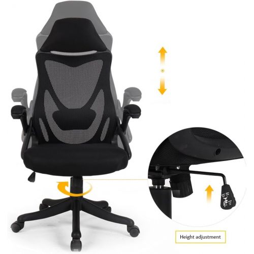  Zenith BERLMAN Ergonomic High Back with Adjustable Armrest Lumbar Support Headrest Swivel Task Desk Chair Computer Chair Guest Chairs Reception Chairs (Black)