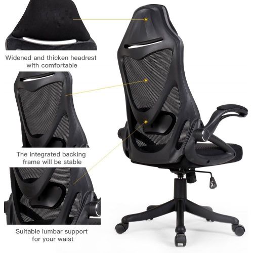  Zenith BERLMAN Ergonomic High Back with Adjustable Armrest Lumbar Support Headrest Swivel Task Desk Chair Computer Chair Guest Chairs Reception Chairs (Black)