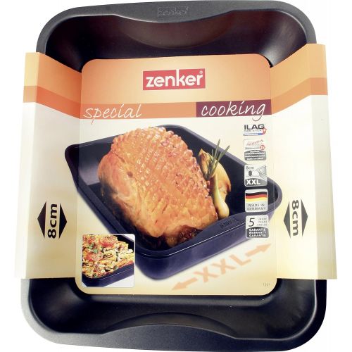  Zenker XXL-Brat- und Auslaufform (40 x 8 x 34 cm) SPECIAL COOKING, rechteckige Ofenform mit Antihaftbebeschichtung, Backblech fuer krosse Braten & saftige Auflaufe (Farbe: Schwarz),