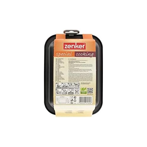  Zenker Ofenbackform (24 x 5,5 x 17,5 cm) SPECIAL COOKING, rechteckige Ofenform mit Antihaftbebeschichtung, Backform mit extra hohem Rand (Farbe: Schwarz), Menge: 1 Stueck