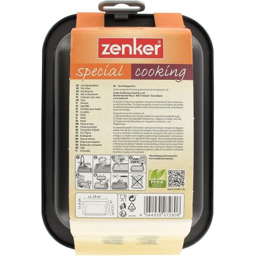  Zenker Ofenbackform (24 x 5,5 x 17,5 cm) SPECIAL COOKING, rechteckige Ofenform mit Antihaftbebeschichtung, Backform mit extra hohem Rand (Farbe: Schwarz), Menge: 1 Stueck