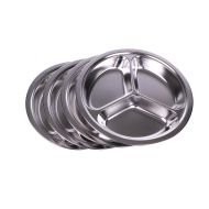 Zenlogy Stainless Steel Sectioned Dinner Plates (Set of 4) - 304 SS, 1 inch deep, 10 inches With 3 Compartments - Great for Kids, Picky Eaters, Campers, and for Portion Control