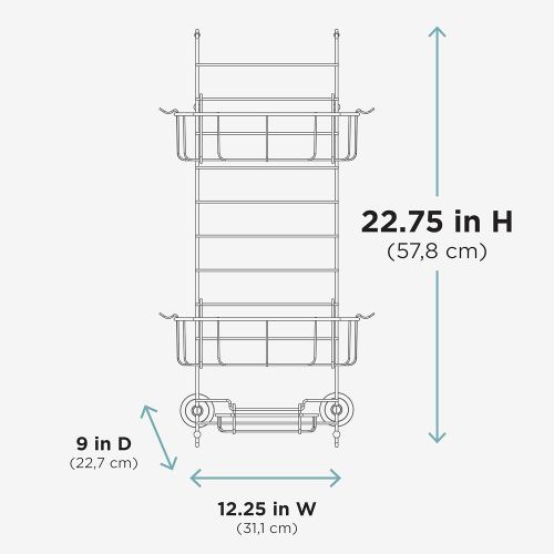  Zenna Home Rust-Resistant Over-The-Shower Door Caddy, Stainless Steel