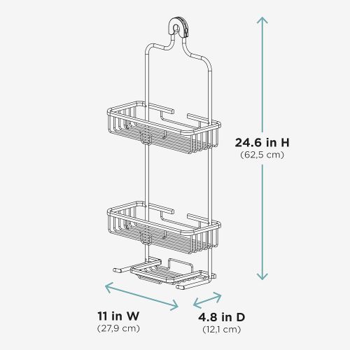  Zenna Home NeverRust Rustproof Aluminum Shower Caddy, Satin Chrome