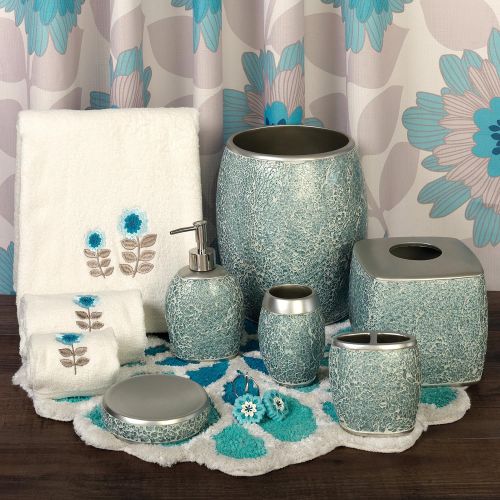  Zenna Home, India Ink Number 9 Floral Tissue Cover, Aqua