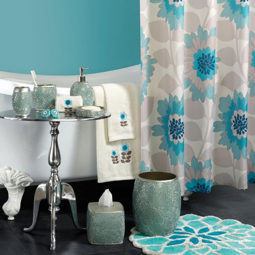  Zenna Home, India Ink Number 9 Floral Tissue Cover, Aqua