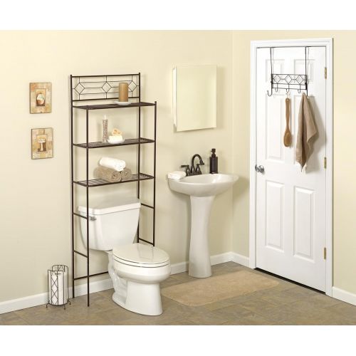  Zenna Home BB78NN 3-Piece Bath-in-a-Box Bath Storage Suite: Spacesaver, Shower Caddy and Over-the-Door Hooks, in Satin Nickel