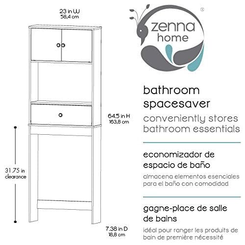  Zenna Home 9447W Bathroom Linen Tower Shelf Cabinet, White