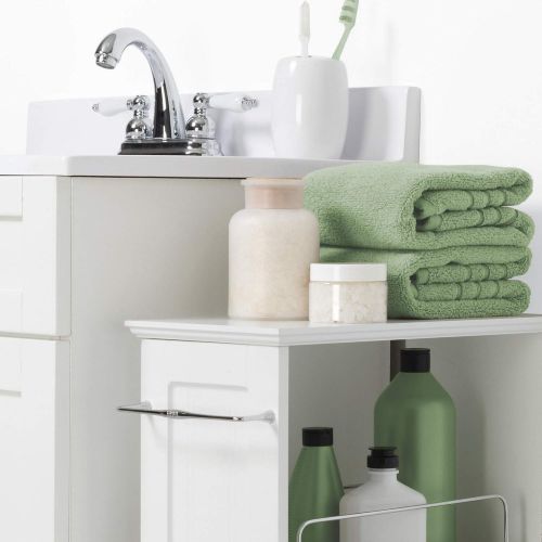  Zenna Home 9227WWBB Slim Bath Shelves Bathroom Storage, Size: 8 Inch Width x 26.25 Inch Height x 16 Inch Depth, White