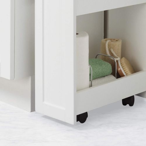  Zenna Home 9227WWBB Slim Bath Shelves Bathroom Storage, Size: 8 Inch Width x 26.25 Inch Height x 16 Inch Depth, White