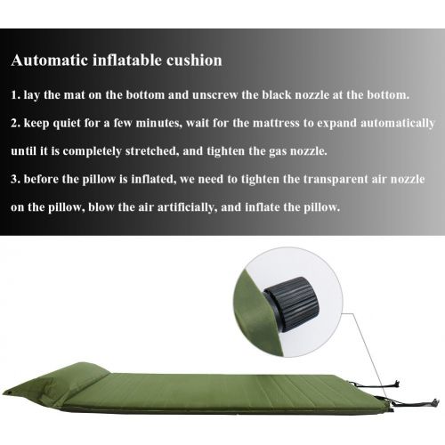  Sleeping Pad, Zenph Self-Inflating Portable Air Mattress Foam Camping Mat 2 inch Thickness with Air Pillow Lightweight for Backpacking, Hiking and Traveling