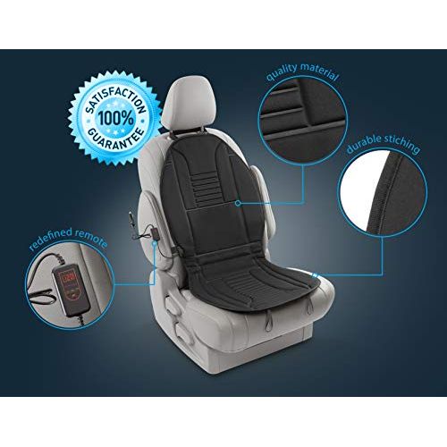  Zento Deals Car Heated Seat Cover Cushion Hot Warmer - 2-Piece Set 12V Heating Warmer Pad Hot Gray Cover Perfect for Cold Weather and Winter Driving- New Upgraded Version for 2019,