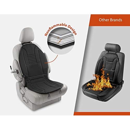  Zento Deals Car Heated Seat Cover Cushion Hot Warmer - 2-Piece Set 12V Heating Warmer Pad Hot Gray Cover Perfect for Cold Weather and Winter Driving- New Upgraded Version for 2019,