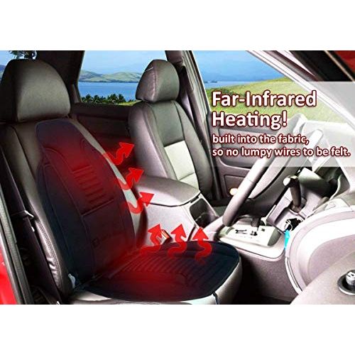  Zento Deals Car Heated Seat Cover Cushion Hot Warmer - 2-Piece Set 12V Heating Warmer Pad Hot Gray Cover Perfect for Cold Weather and Winter Driving- New Upgraded Version for 2019,