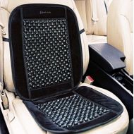 Zento Deals Black Wooden Beaded Plush Velvet Seat Cover Ultra Comfort Massage Cool Car Seat Cushion 35x17