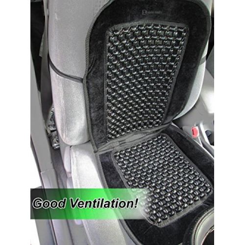  Zento Deals Black Wooden Beaded Plush Velvet Seat Cover Ultra Comfort Massage Cool Car Seat Cushion 35x17