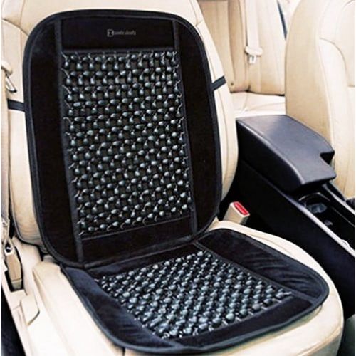  Zento Deals Black Wooden Beaded Plush Velvet Seat Cover Ultra Comfort Massage Cool Car Seat Cushion 35x17