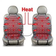 Zento Deals Car Heated Seat Cover Cushion Hot Warmer - 2-Piece Set 12V Heating Warmer Pad Hot Gray Cover Perfect for Cold Weather and Winter Driving