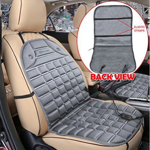  Zento Deals Car Heated Seat Cover Cushion Hot Warmer - 2-Piece Set 12V Heating Warmer Pad Hot Gray Cover Perfect for Cold Weather and Winter Driving